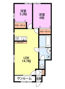 新潟県新潟市中央区湖南【アパート】の間取り