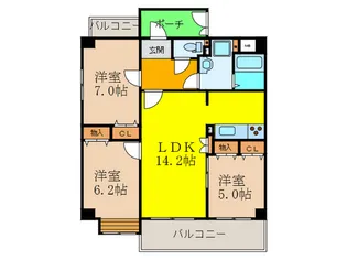 ブランドール南茨木【3階】の間取り