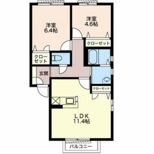 プロムナード南浜田A【2階】の間取り