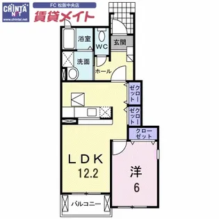 レ・フルーレットB棟【1階】の間取り