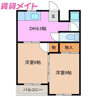 コーポ阿倉川【2階】の間取り
