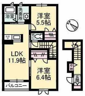 クレインアート A棟【2階】の間取り