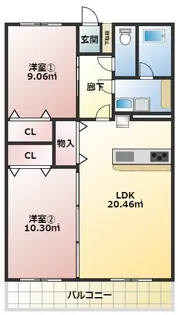 リリーヴィレッジ WEST【2階】の間取り