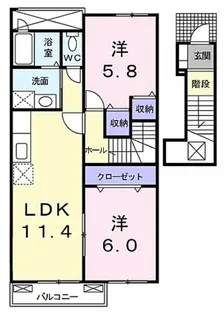 ウィステリア B【2階】の間取り