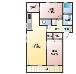 2LDKの間取り画像