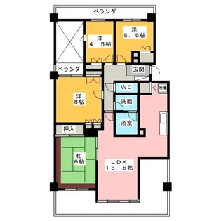 リヴァージュ高林【5階】の間取り