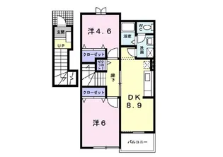 プール・トゥジュールC【2階】の間取り