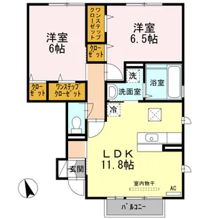 ウィズ山城C【1階】の間取り