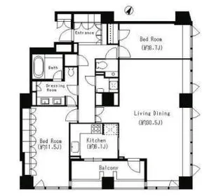 パークキューブ目黒タワー【15階】の間取り