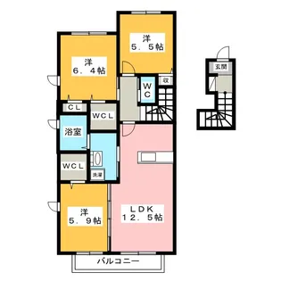 メゾン・ド・北山 A棟【2階】の間取り