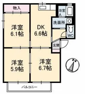 バリュージュ徳田 C棟【2階】の間取り