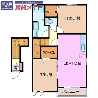 アサンテ サーナ A棟【2階】の間取り