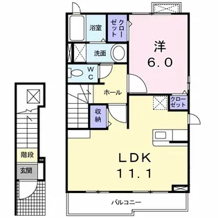 熊本県熊本市東区長嶺南7【アパート】の間取り