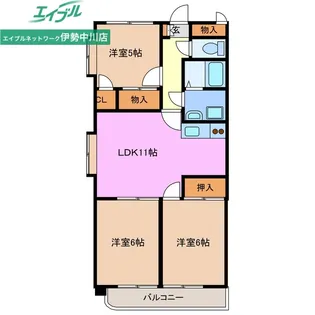 高茶屋豊城【1階】の間取り