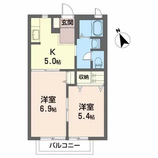 サニーコート台山B【1階】の間取り
