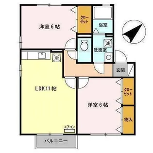 セジュールアンソレイエC【2階】の間取り