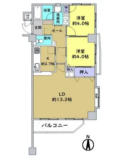 ヴィラージュ高幡不動【2階】の間取り