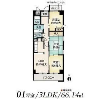 ラフィネ南十一番【3階】の間取り