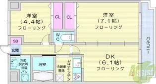 ツインプラザ幸【1階】の間取り