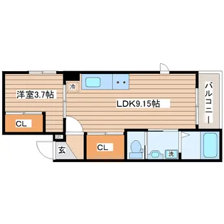 グロウランスあすと長町【3階】の間取り