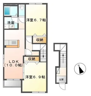 WOOD QUEEN【2階】の間取り