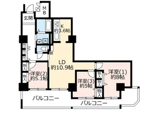 URHAT神戸・脇の浜【19階】の間取り