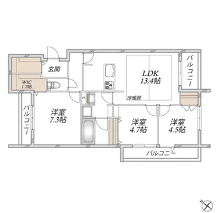 【ヘーベルメゾン】領家プライムコートI【3階】の間取り