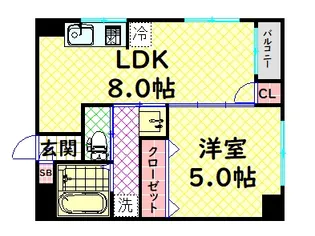 セビーヌ難波南【5階】の間取り