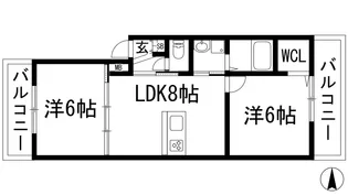 パロス石橋レジデンシア【3階】の間取り