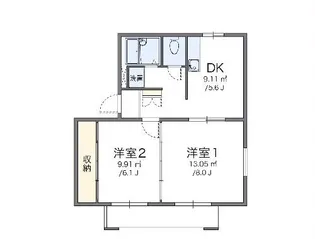 レオパレスパークサイドメゾン【1階】の間取り