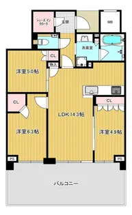ライオンズタワー岡山千日前【2階】の間取り