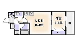 スプランディッド難波SOUTH【8階】の間取り