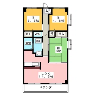 ファミーユ長栄【5階】の間取り