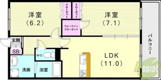 シャンブルミーク【3階】の間取り