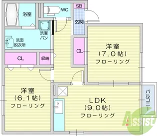 アトリオB【2階】の間取り