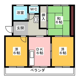 サンハイツ三保【4階】の間取り