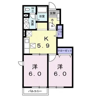 サンローズB【1階】の間取り