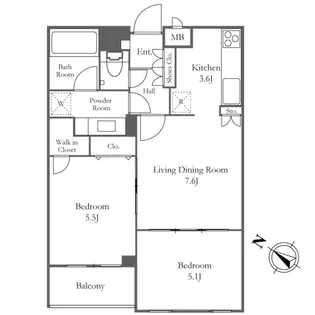 ミリアレジデンス乃木坂【2階】の間取り