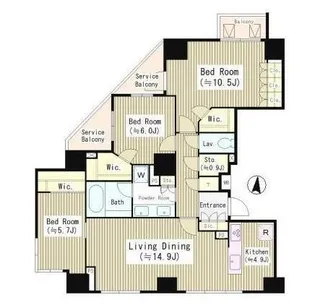 東京都港区南青山7【マンション】の間取り