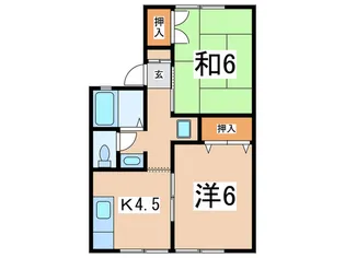 コ-トユ-トピアB【1階】の間取り