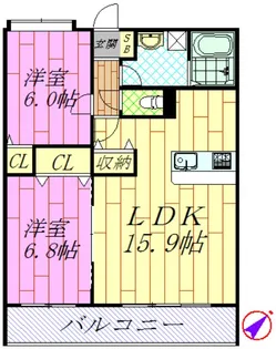 アリエルコート【3階】の間取り