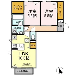 メイ ソレイユ B棟【1階】の間取り