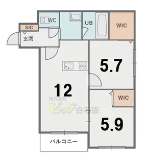 ビッグレジデンス白石II【2階】の間取り