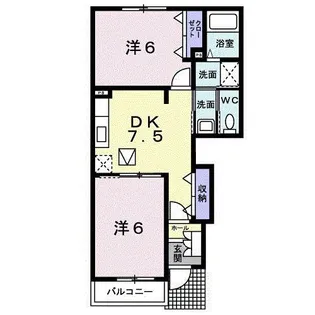 カーサ・デル・ソル B【1階】の間取り