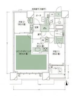 ドゥ・トゥール ウエスト棟【34階】の間取り