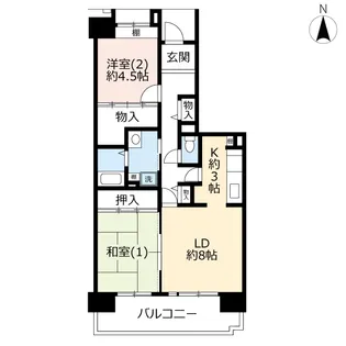 UR多摩ニュータウン長池公園せせらぎ通り南【3階】の間取り