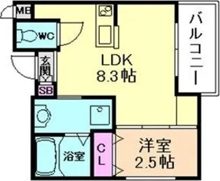 リアコート枚方御殿山NORTH【3階】の間取り