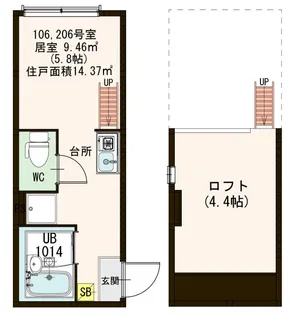 ソレイユ新宿【1階】の間取り