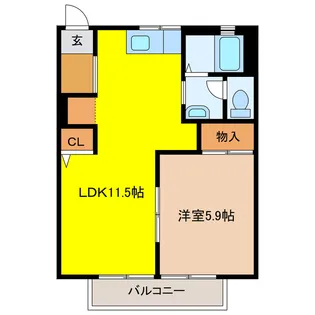 ハイツサンライズA・B【2階】の間取り