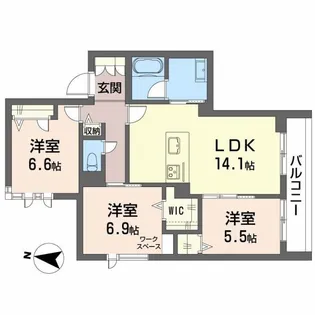 モンジュ広沢【3階】の間取り